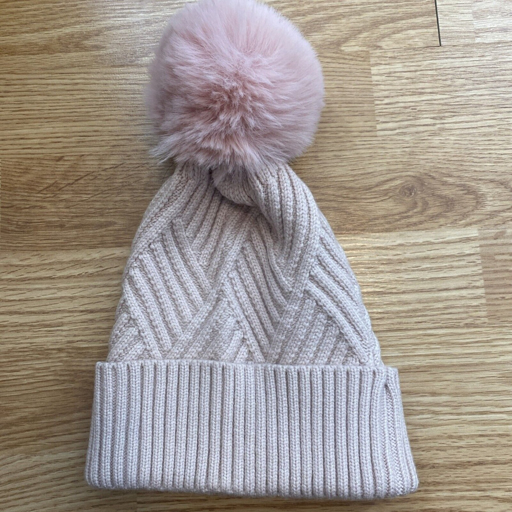 Britt’s Knits Pink Super Poof Pom Hat Beanie‎ OS Nwt Kids - Picture 6 of 8